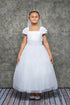 Big Girls White Satin Mesh Lace Beadwork Communion Dress 8-20.5